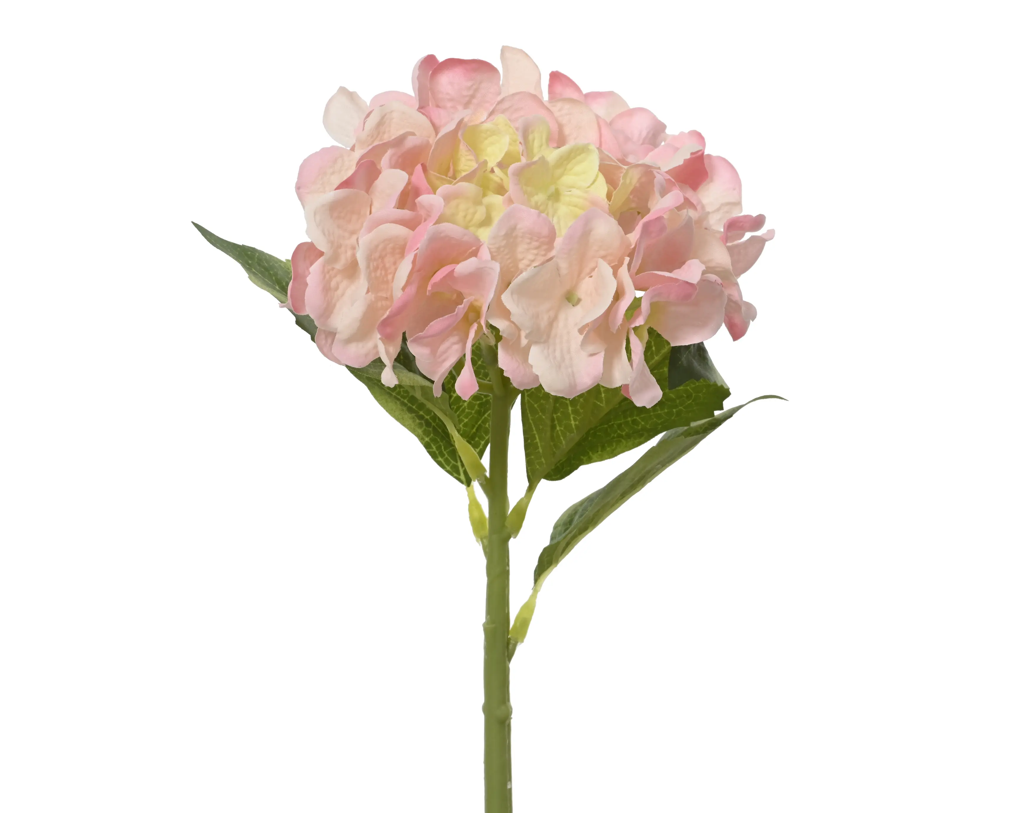 Artificial Hydrangea on Stem - Pink And Yellow