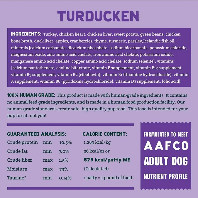 Turducken Recipe Gently Cooked Frozen Dog Food 1 lb
