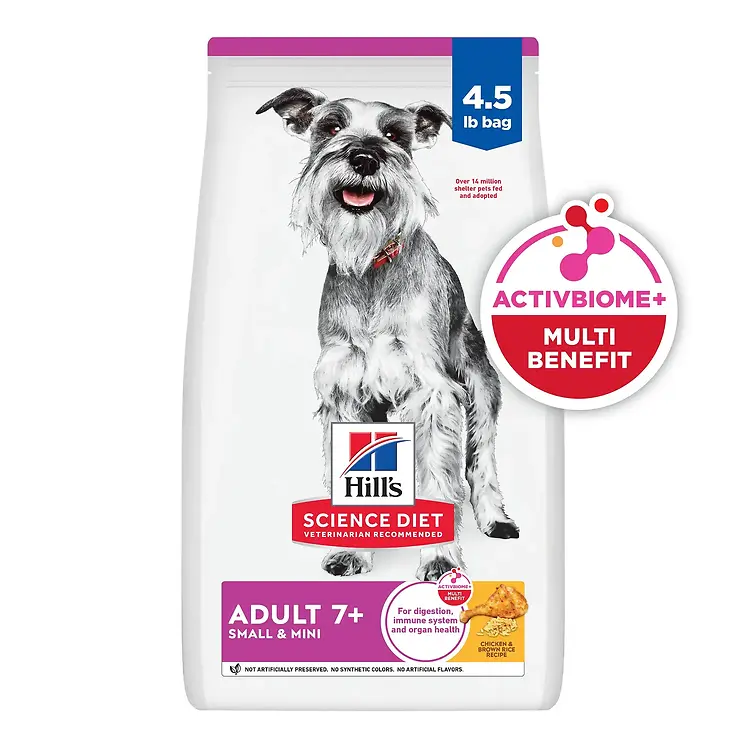 Adult 7+ Small & Mini Chicken & Brown Rice Recipe Dry Dog Food 4.5 lb