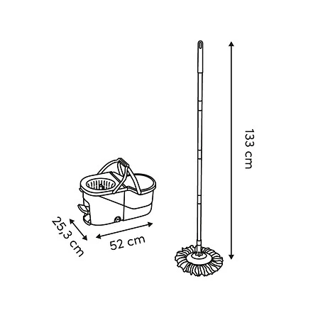 5FIVE STEPA MECHANICAL DOUBLE BUCKET WITH ROTATING MOP. 7L & 8.2L
