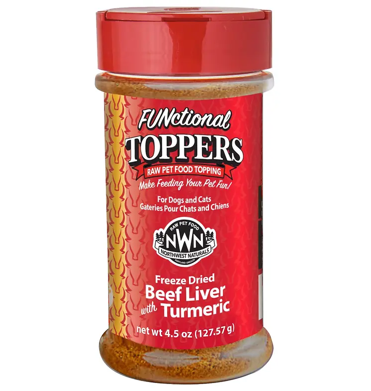 FUNctional Toppers Beef Liver with Turmeric Freeze-Dried Raw Meal Topper for Dogs & Cats 5 oz