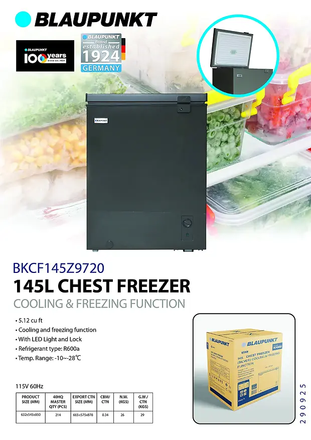 BLAUPUNKT 5.12 CU. FT. CHEST FREEZER (145L)