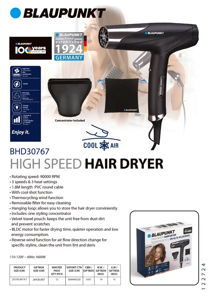 BLAUPUNKT HIGH SPEED HAIR DRYER