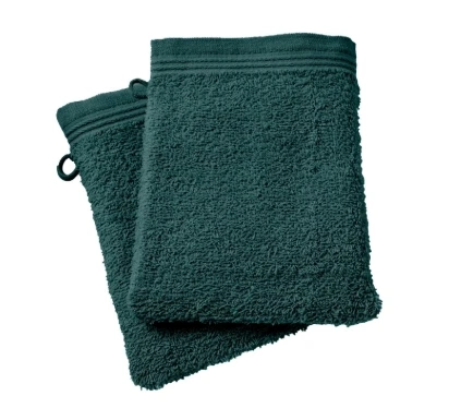 LYLA SET OF 2 WASH GLOVES - PETROL - 15X21 CM