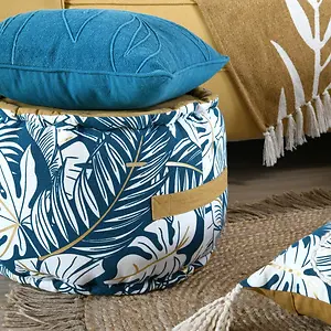 ALOHA OTTOMAN - BLUE - 40X30 CM