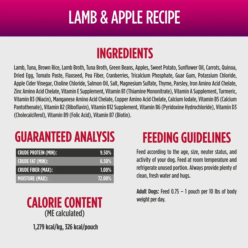 Gently-Cooked Meals Lamb & Apple Recipe Dog Food Pouch 9 oz