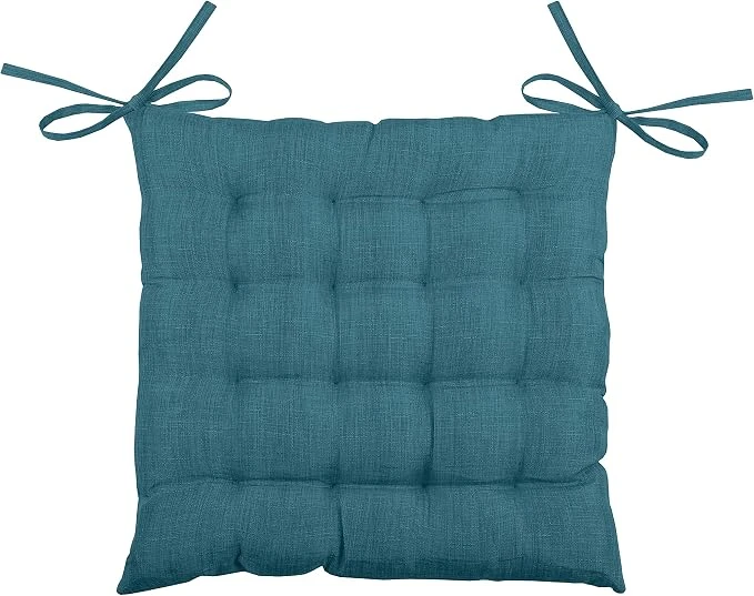 BEA CHAIR PAD WITH TIES - TURQUOISE - 40X40 CM