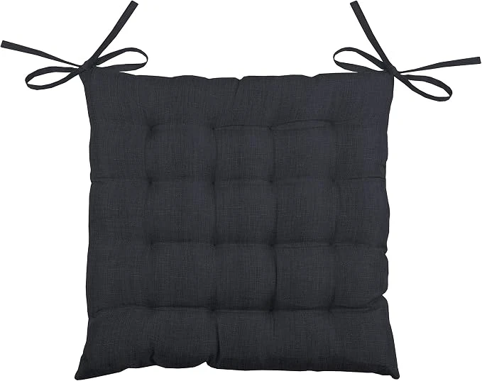 BEA CHAIR PAD WITH TIES - CHARCOAL - 40X40 CM