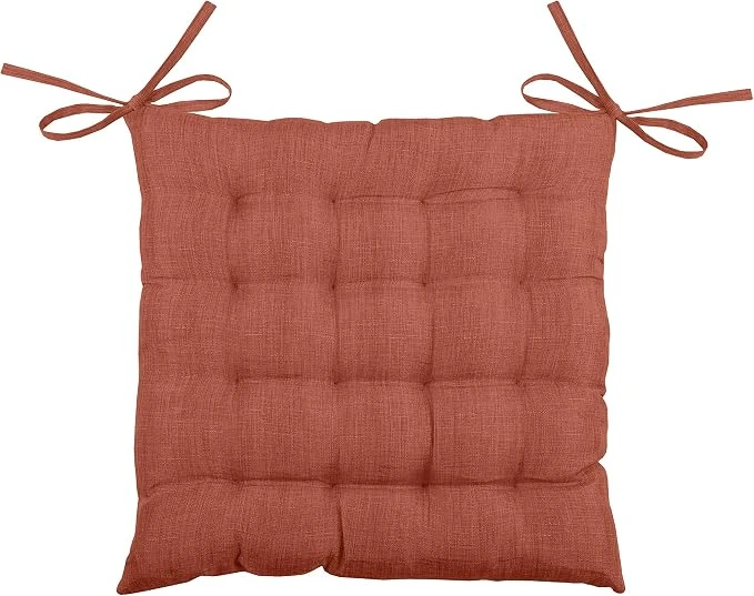 BEA CHAIR PAD WITH TIES - TERRACOTTA - 40X40 CM