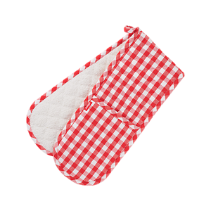 JUDGE TEXTILES DOUBLE OVEN MITT - RED CHECK