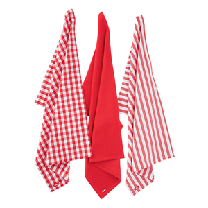 JUDGE TEXTILES TEA TOWEL 3 PACK - RED
