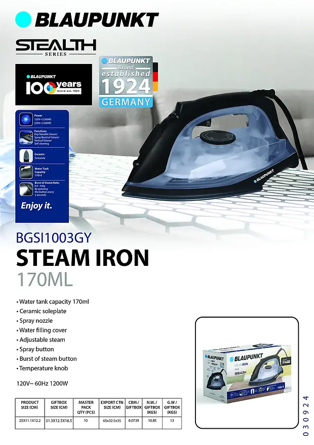 BLAUPUNKT STEAM IRON - GREY