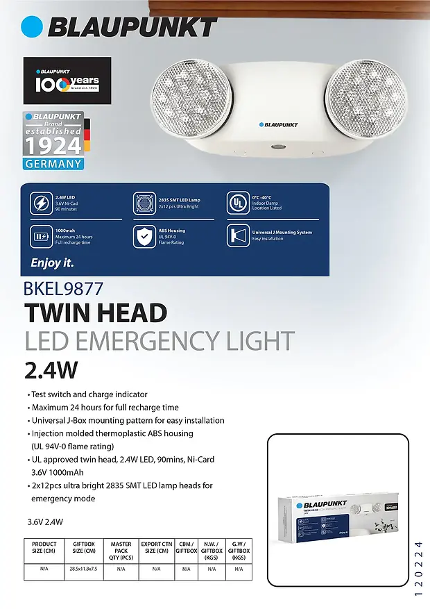 BLAUPUNKT TWIN HEAD LED EMERGENCY LIGHT