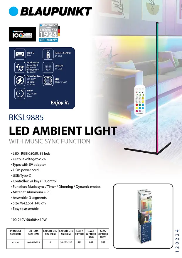 BLAUPUNKT LED AMBIENT FLOOR LIGHT