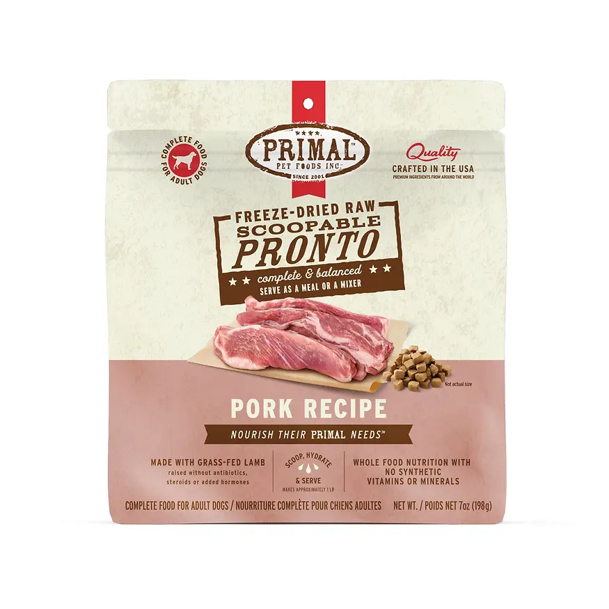 Pronto Scoopable Freeze-Dried Raw Pork Recipe Meal or Mixer for Dogs 7 oz