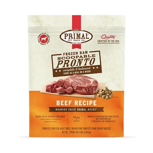 Pronto Scoopable Frozen Raw Beef Recipe Meal or Mixer for Dogs 4 lb