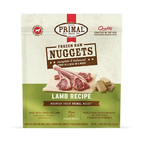 Nuggets Frozen Raw Lamb Recipe Meal or Mixer for Dogs 3 lb