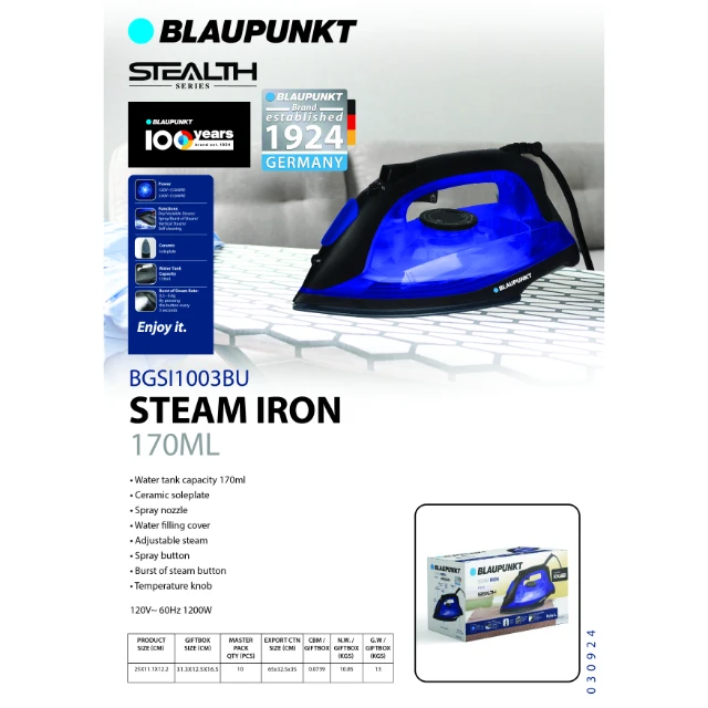 BLAUPUNKT STEAM IRON - BLUE