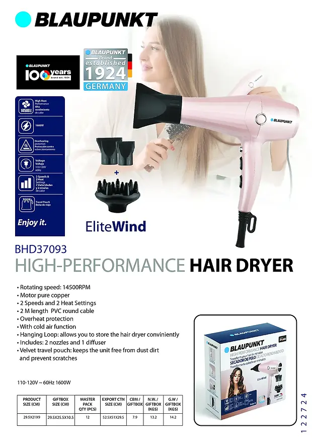 BLAUPUNKT HIGH-PERFORMANCE HAIR DRYER