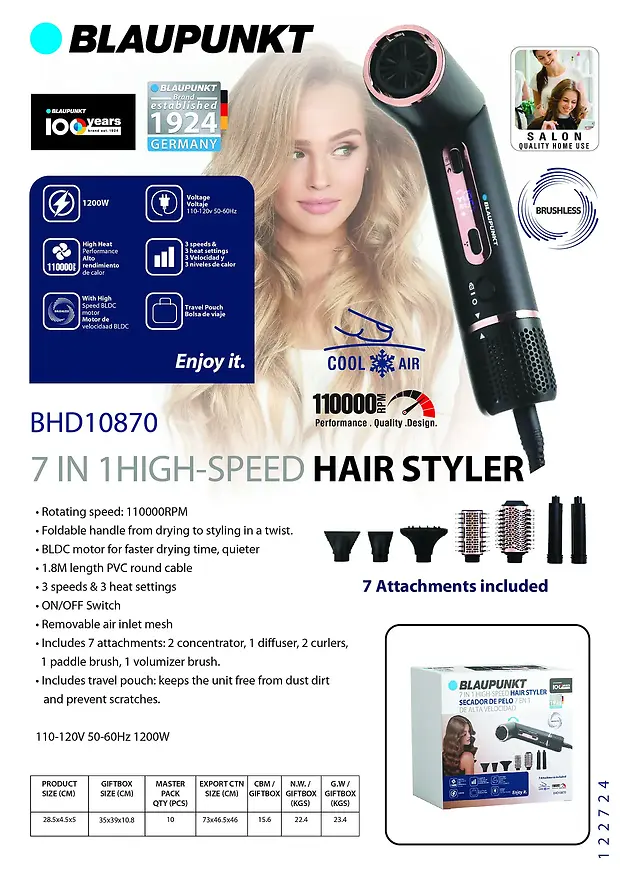 BLAUPUNKT 7 IN 1 HIGH-SPEED HAIR STYLER