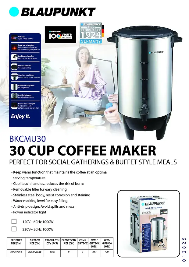 BLAUPUNKT 30 CUP COFFEE MAKER