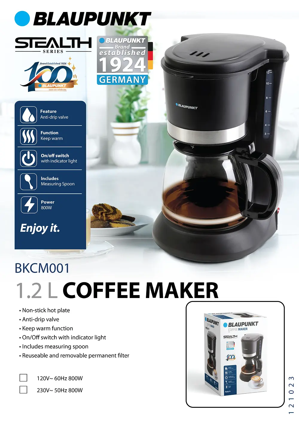 BLAUPUNKT COFFEE MAKER - 1.2 L - 120V