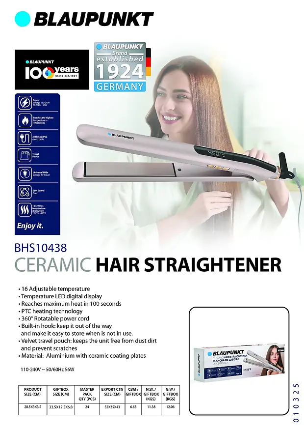 BLAUPUNKT CERAMIC HAIR STRAIGHTENER