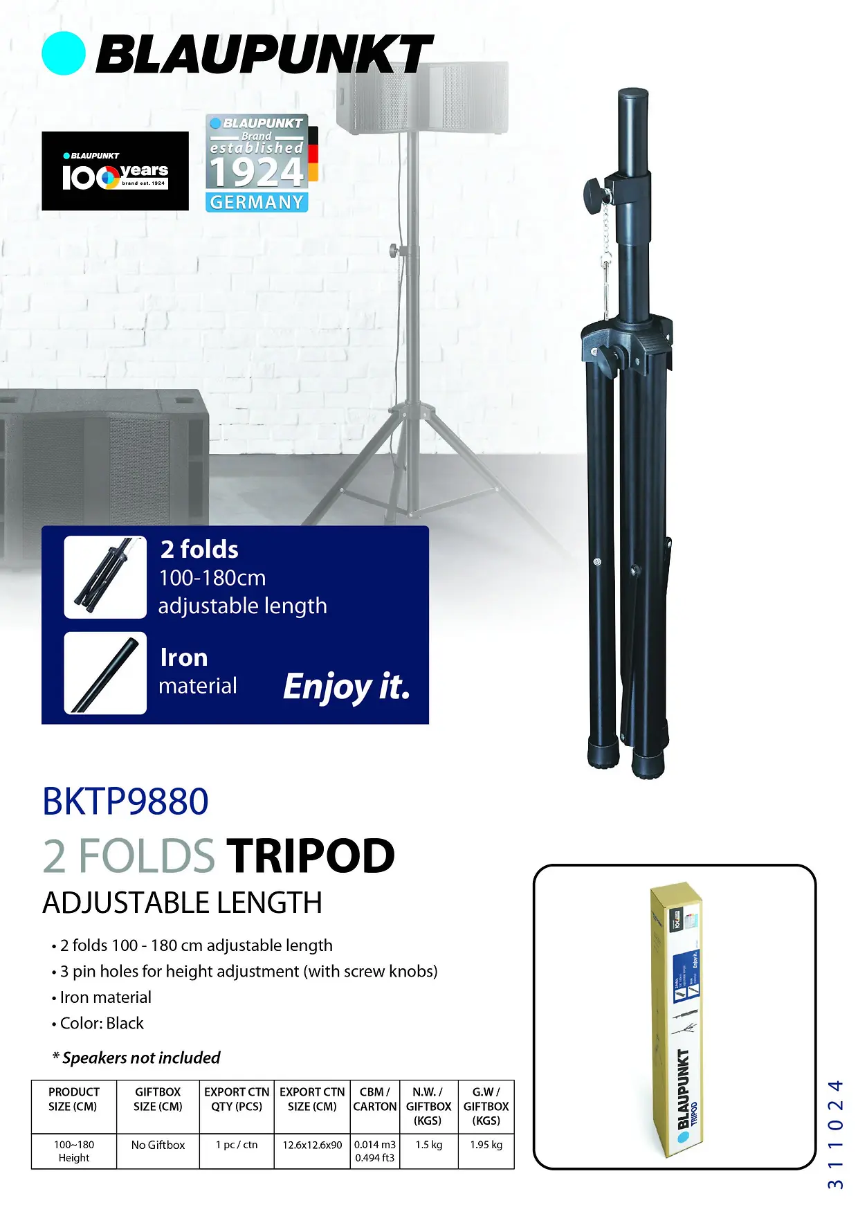 BLAUPUNKT TRIPOD - 100-180 CM