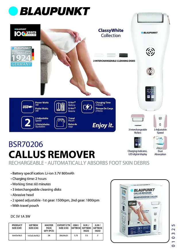 BLAUPUNKT CALLUS REMOVER RECHARGEABLE