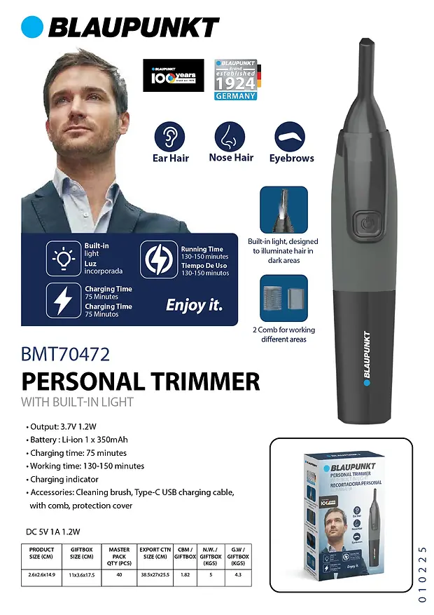 BLAUPUNKT PERSONAL TRIMMER WITH BUILT-IN LIGHT
