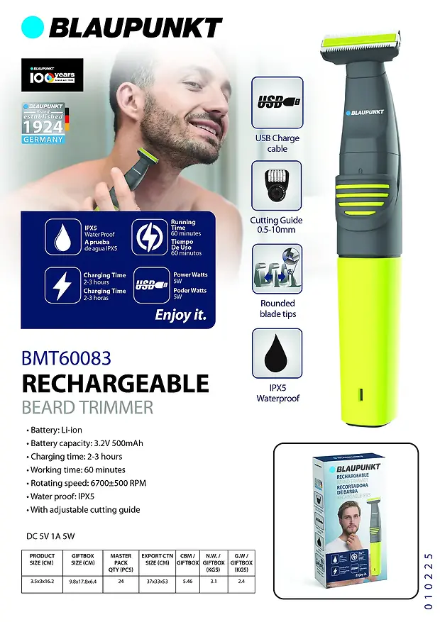 BLAUPUNKT RECHARGEABLE BEARD TRIMMER