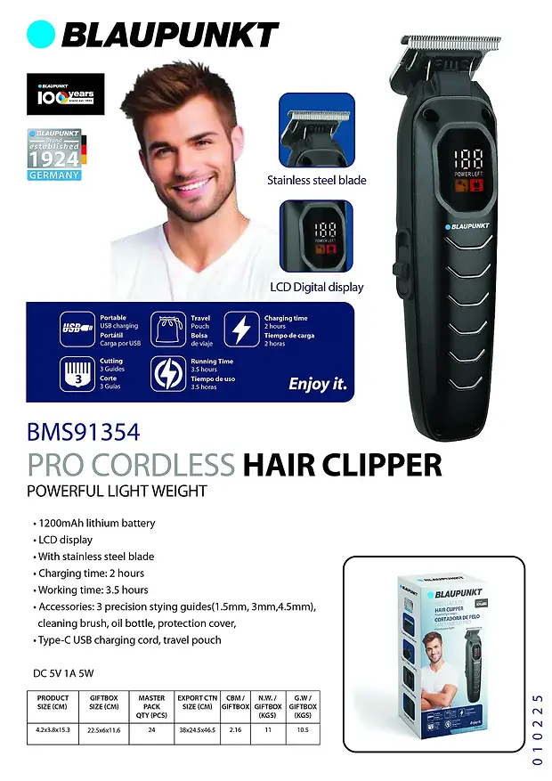 BLAUPUNKT PRO CORDLESS HAIR CLIPPER