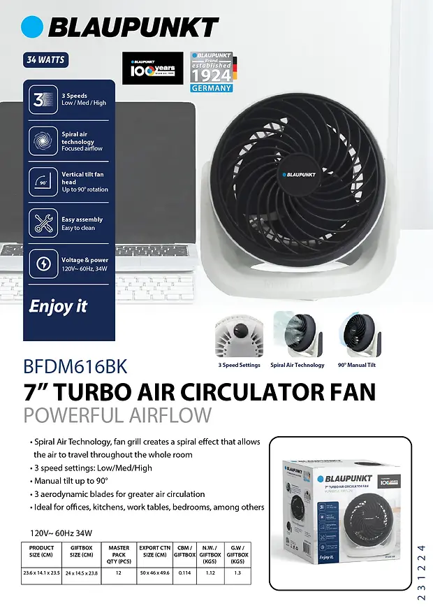 BLAUPUNKT 7" MINI TURBO FAN