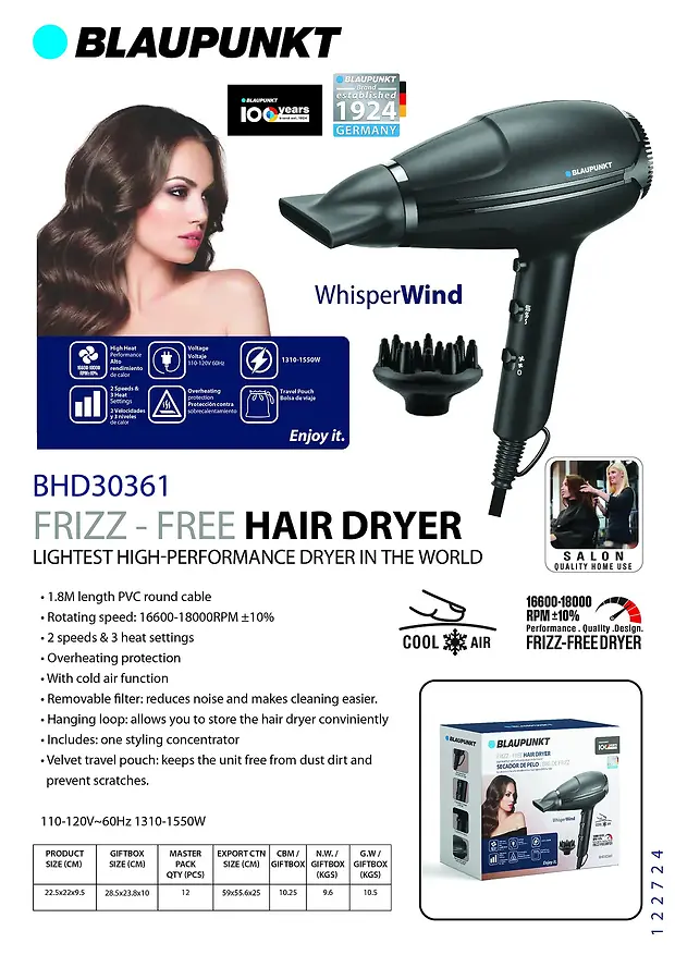BLAUPUNKT FRIZZ - FREE HAIR DRYER
