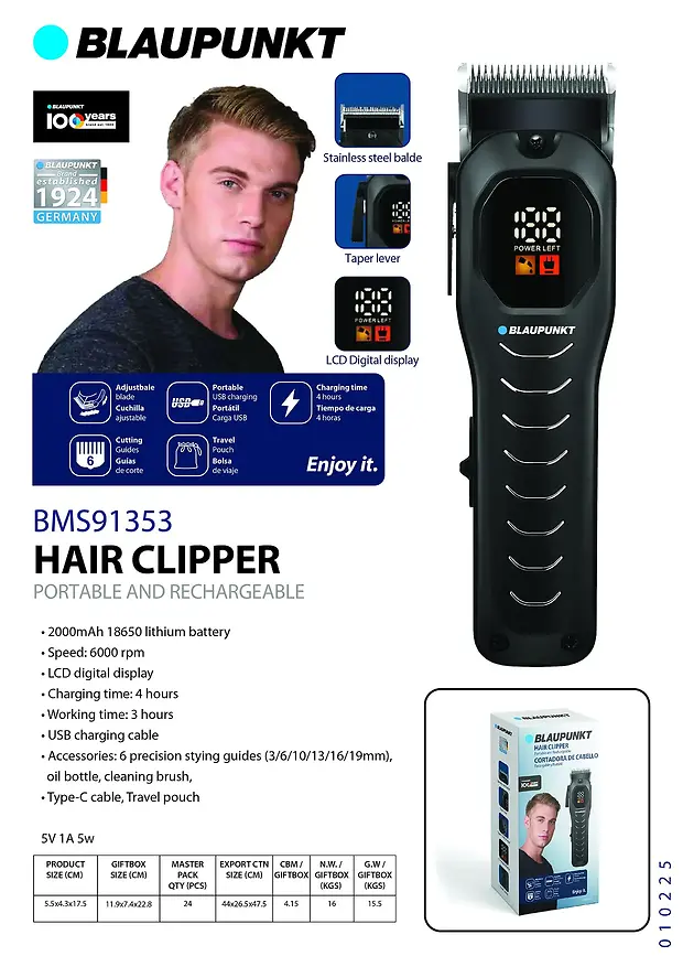 BLAUPUNKT HAIR CLIPPER PORTABLE & RECHARGEABLE
