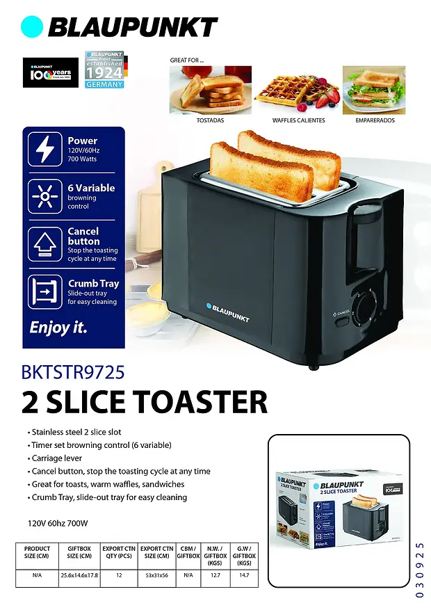 BLAUPUNKT 2-SLICE TOASTER