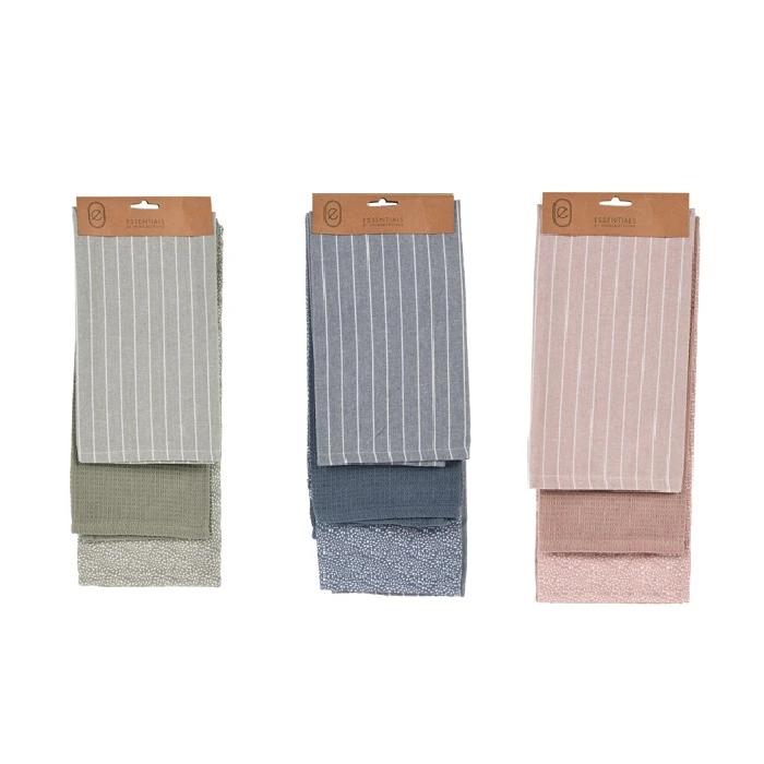 KITCHEN TOWEL SET OF 3 - 70X45CM - 3 ASSORTED COLOURS
