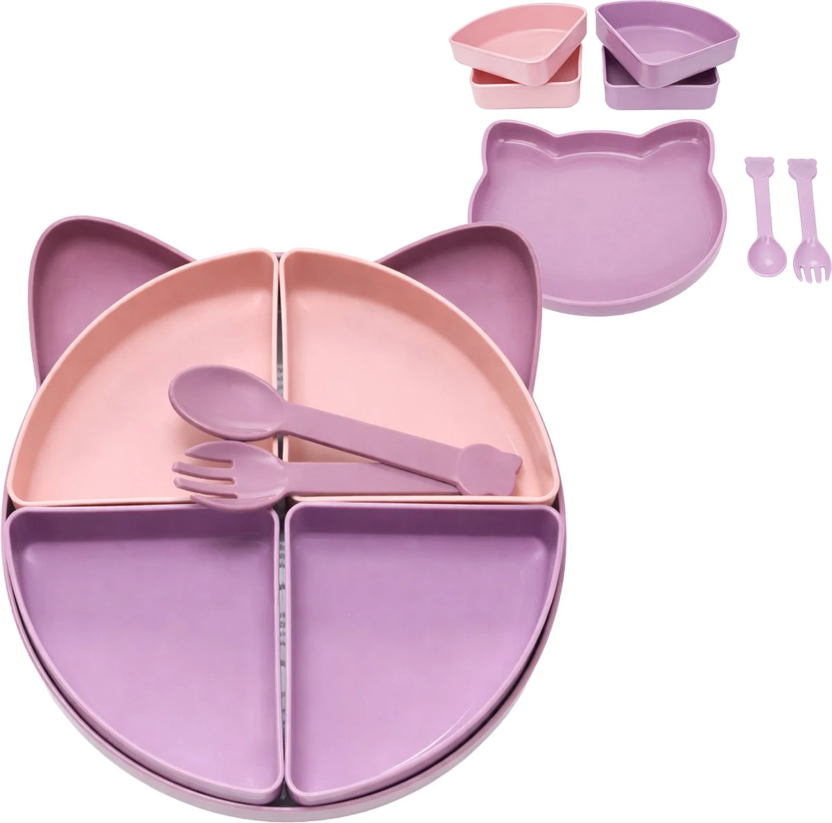DINNER SET FOR KIDS - 7 PIECES - 2 ASSORTED COLOURS