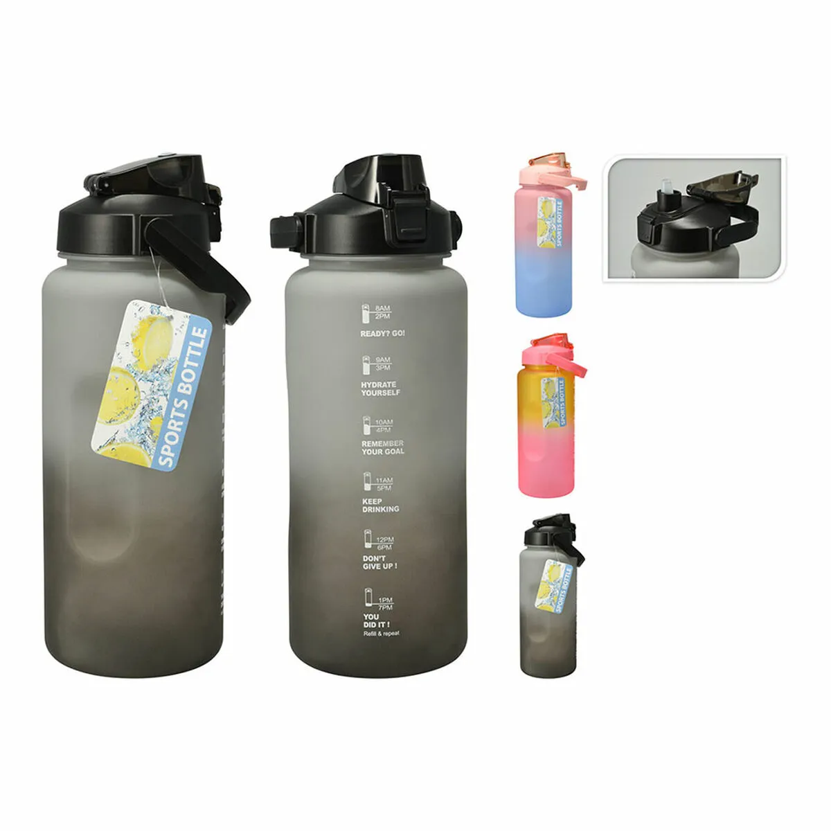 SPORT BOTTLE - 2000ML - 3 ASSORTED COLOURS