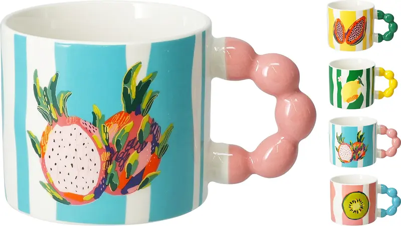 PORCELAIN MUG - 340ML - 4 ASSORTED DESIGNS