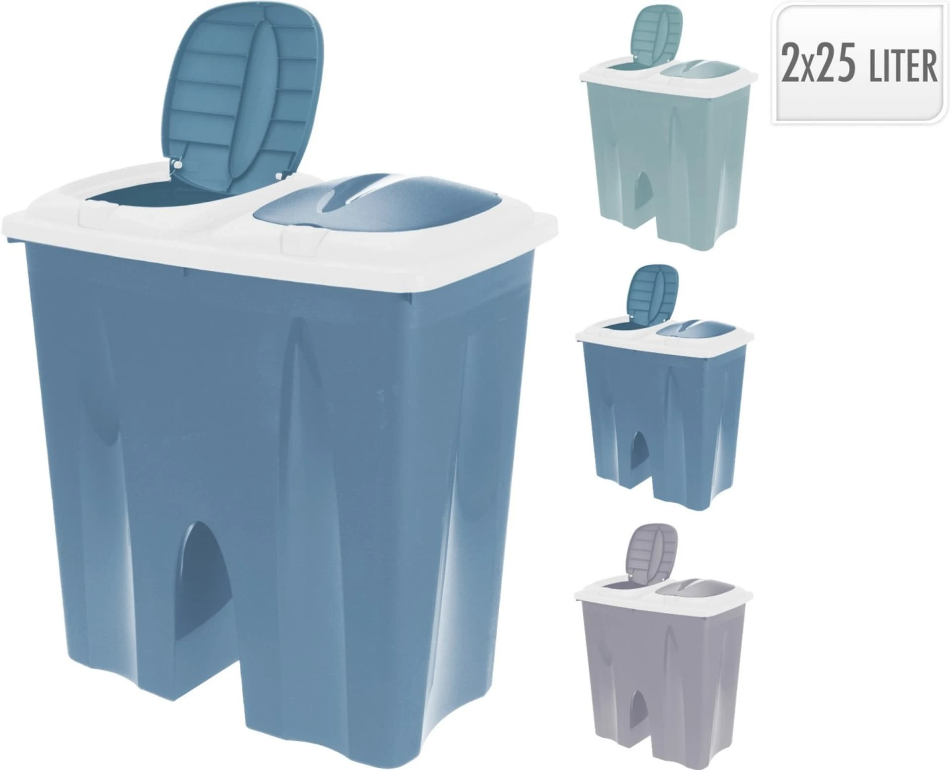 DUO BIN 2X 25LTR - 3 ASSORTED COLOURS