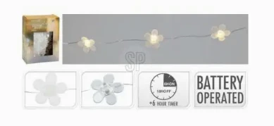LED FLOWER CHAIN LIGHT - 20LED - 2 ASSORTED DESIGNS