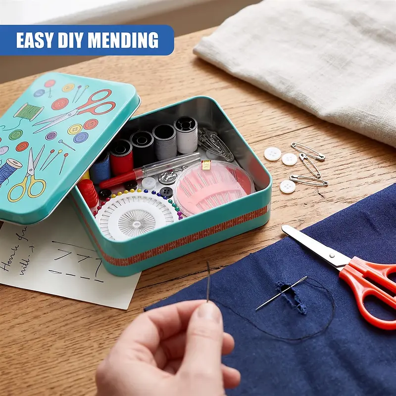 SEWING KIT IN METAL BOX - 92 PIECES