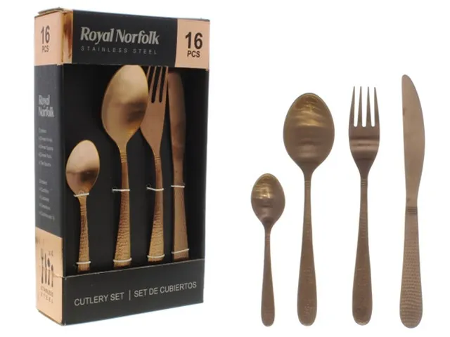 16 PIECE CUTLERY SET S.STEEL - BRONZE