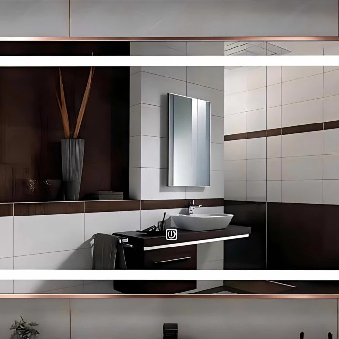ROSE GOLD FRAME MIRROR WITH LED LIGHTING