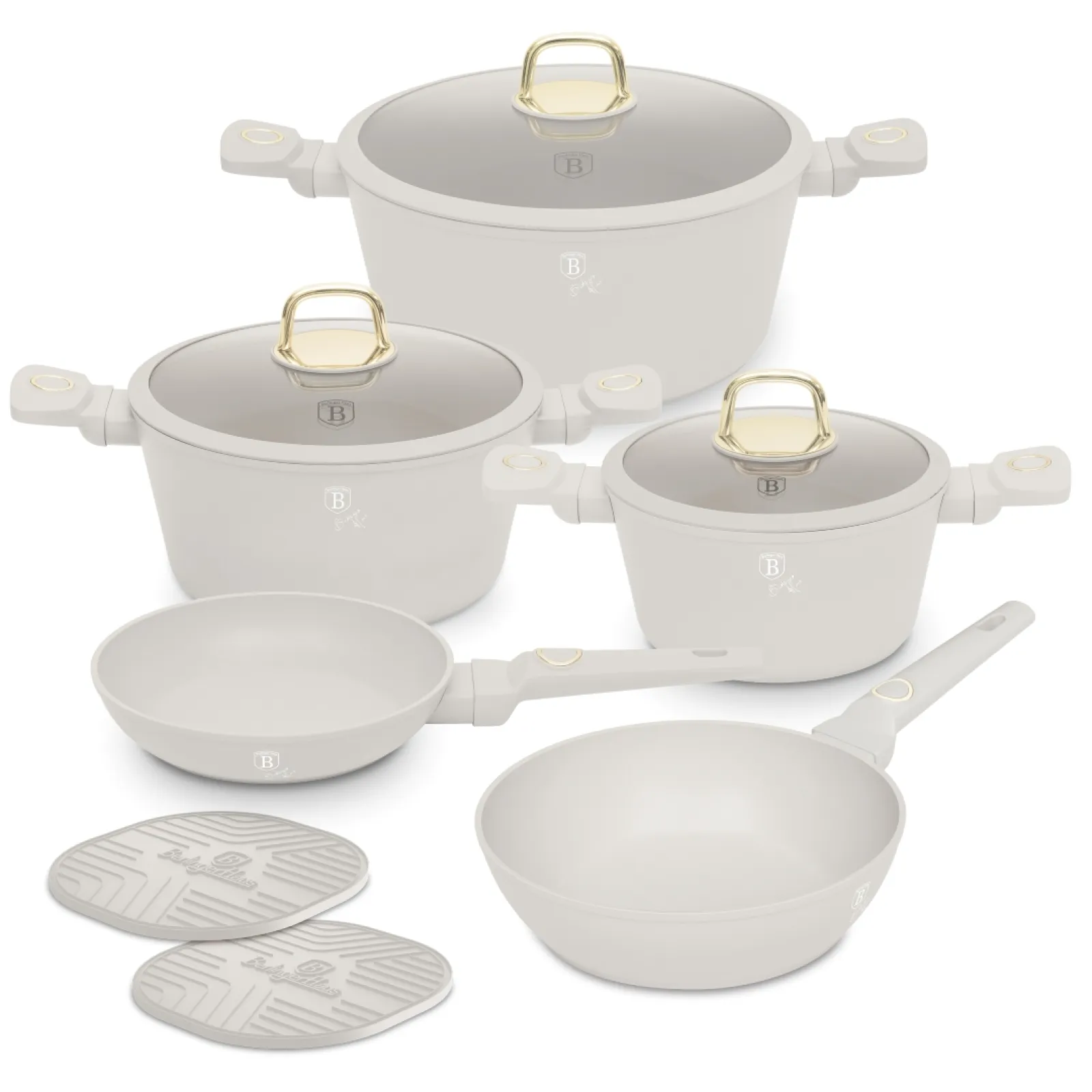 10-PIECE COOKEWARE WITH LID - CREAM