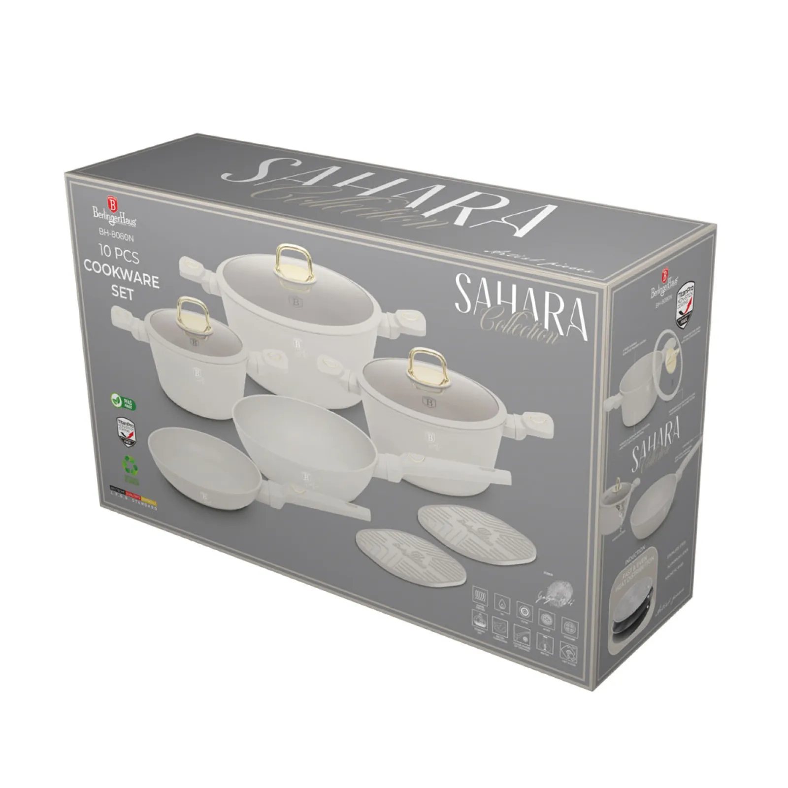 10-PIECE COOKEWARE WITH LID - CREAM