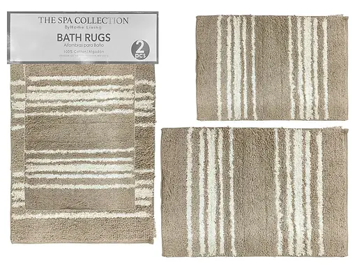 2 -PIECE BATHMAT SET - BEIGE & WHITE