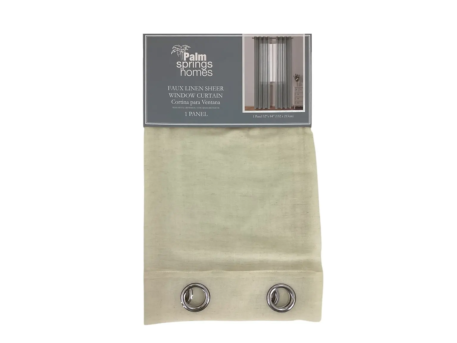 FAUX LINEN SHEER WINDOW CURTAIN - CREAM - 52X84 INCHES