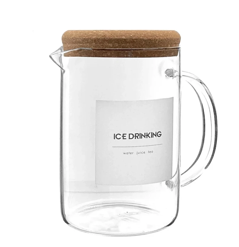 1760ML GLASS PITCHER WITH CORK LID